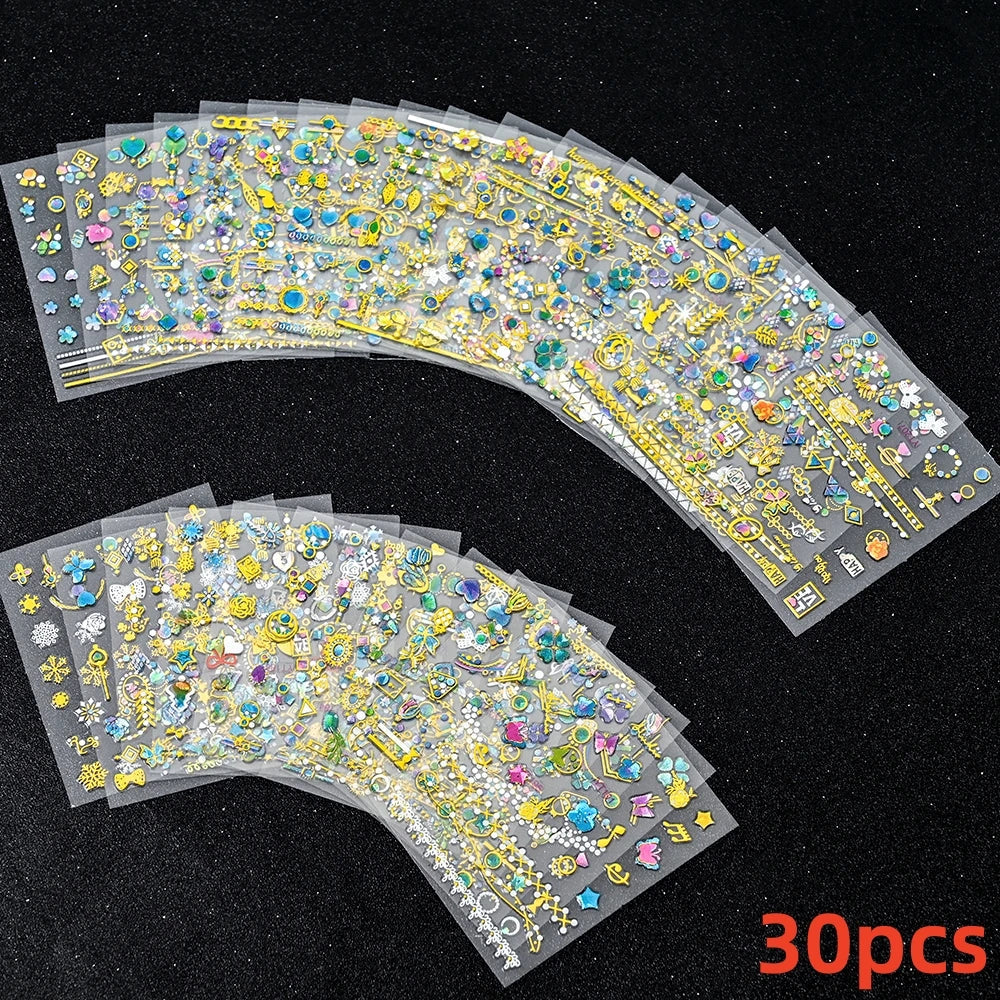 50 Sheets! 3D Flower Nail Art Stickers Decals NOT Repeat Black/White/Colorful Self Adhesive Nail Sticker Decals Random Pattern * (ONLINE ORDER ONLY)