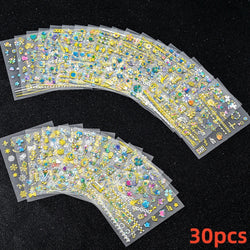 50 Sheets! 3D Flower Nail Art Stickers Decals NOT Repeat Black/White/Colorful Self Adhesive Nail Sticker Decals Random Pattern * (ONLINE ORDER ONLY)