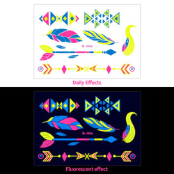 1pc Bohemia Fluorescent Sticker Luminous Temporary Tattoos Stickers UV Glow Fluorescent Tattoo Waterproof For Body Art Decals *& (Online Order Only)