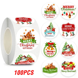 100-500pcs Merry Christmas Gift Box Decoration Seal Sticker Home Party Supplies Envelope Label Scrapbook Stickers (ONLINE ORDER ONLY)