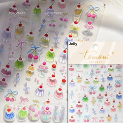 Colourful Cherry Abundant Fruits Bowknot Shiny White Line Outline Self Adhesive Nail Art Stickers Chic Rhinestone Manicure Decal (ONLINE ORDER ONLY)