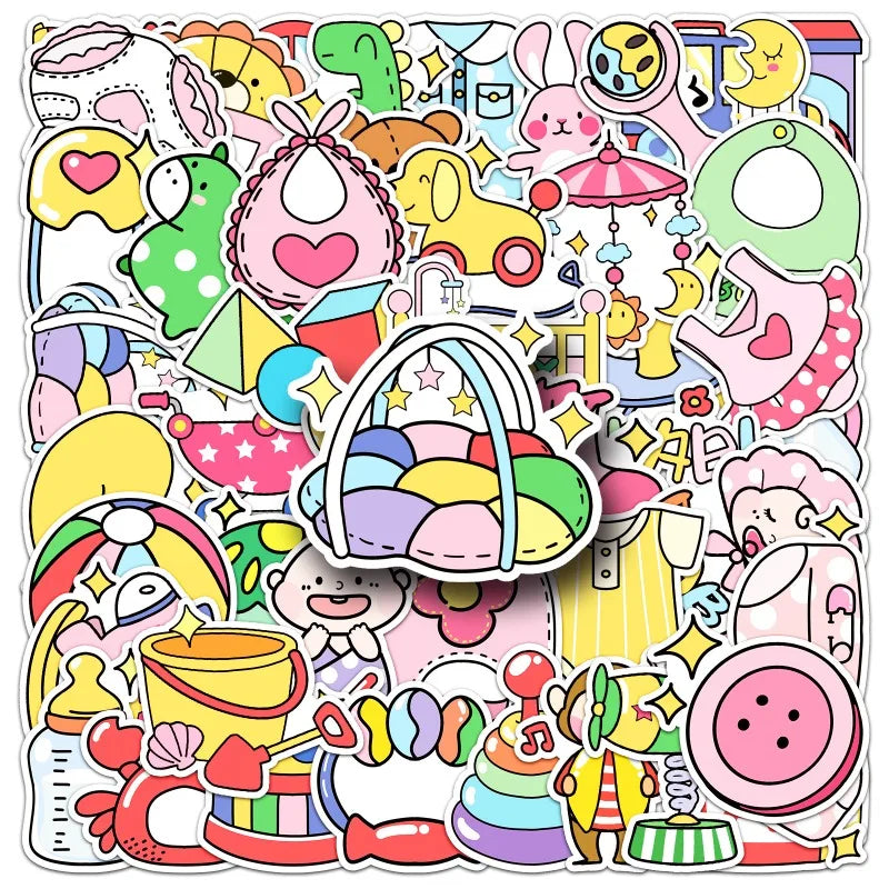 50pcs Baby Stickers for Suitcase, Water Cup, Phone, Car, Laptop, Refrigerator (ONLINE ORDER ONLY)