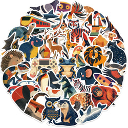 50PCS Funny Cartoon Animals Graffiti Stickers DIY Bike Travel Luggage Guitar Laptop Waterproof Cool Decal Sticker Gift (Online Order Only)