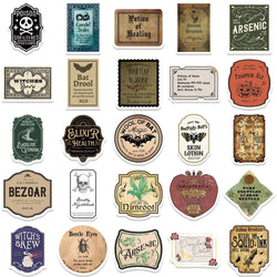10/30/50pcs Funny Vintage Potion Label Graffiti Stickers Poster Skateboard Laptop Motorcycle Car Phone Waterproof Sticker Toy (ONLINE ORDER ONLY)