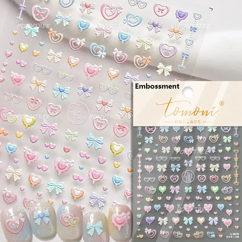Black Silver Gold Dark Rococo Line Bowknot Wing Key Love Lock Star Tassel Pendant Heart Adhesive Nail Art Sticker Manicure Decal (ONLINE ORDER ONLY)