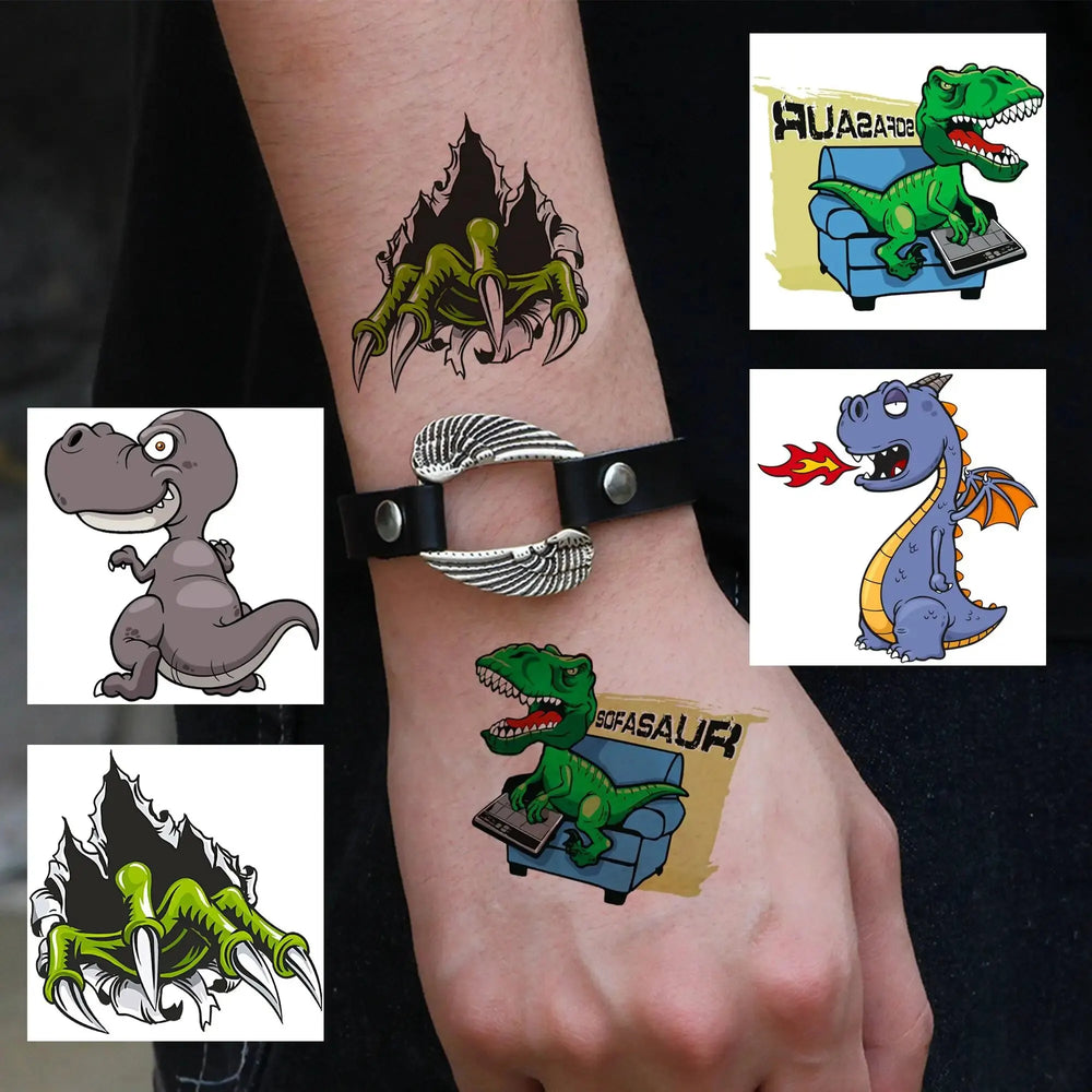 50 PCS 3D Dinosaur Temporary Tattoos For Boys Girls Kids Fake T-Rex Tattoo Sticker Small Dino Party Favor Sets Supplies Tatoos (ONLINE ORDER ONLY)