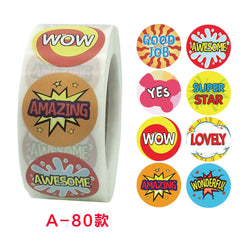 500 Pcs/Roll English Cartoon Animal Stickers Teacher Reward Students Stickers Self-adhesive Stationery Stickers (Online Order Only)