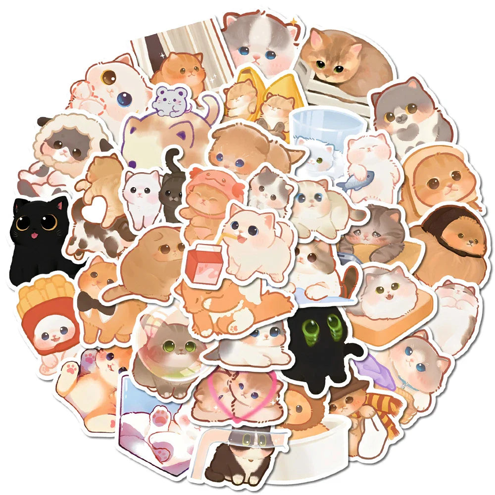 10/30/50/100pcs Funny Cute Animal Cat Cartoon Stickers Laptop Scrapbook Phone Suitcase Diary Decoration Sticker Decal Kids Toy (ONLINE ORDER ONLY)
