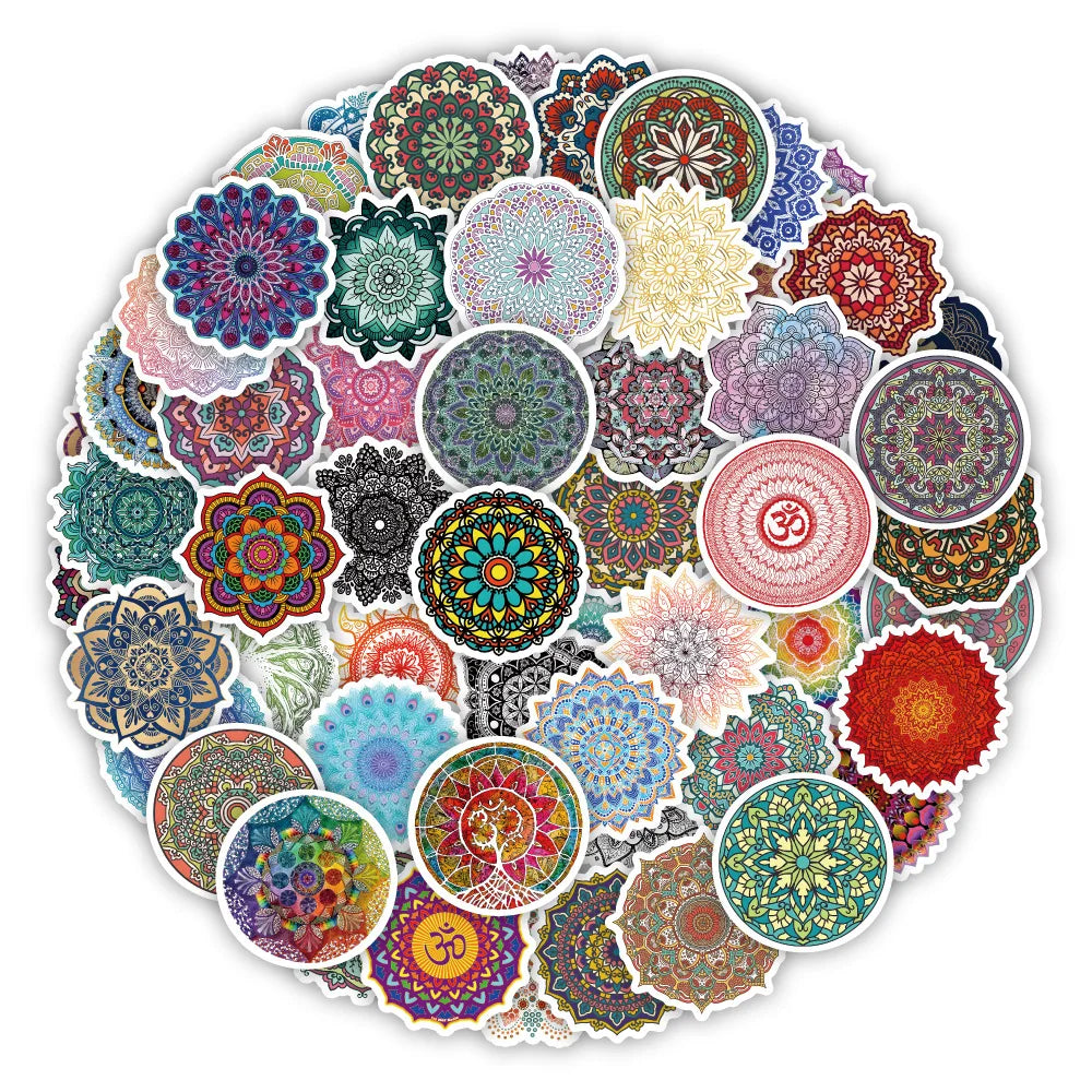 10/50PCS Yoga Mandala Pattern PVC Stickers for Car Suitcase Car Helmet Luggage Graffiti Sticker For Phone Case Home Decals (Online Order Only)