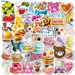 Cartoon Girl Graffiti Stickers - Cute Cat Dessert Doll DIY Kids Decoration (Online Order Only)