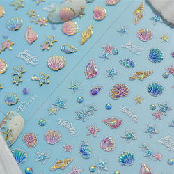 Beach Colourful Conch Dolphin Shell Starfish Jellyfish Star Summer Sea Wave Vacation Mode Water Bubble Nail Art Stickers Decals (Online Order Only)