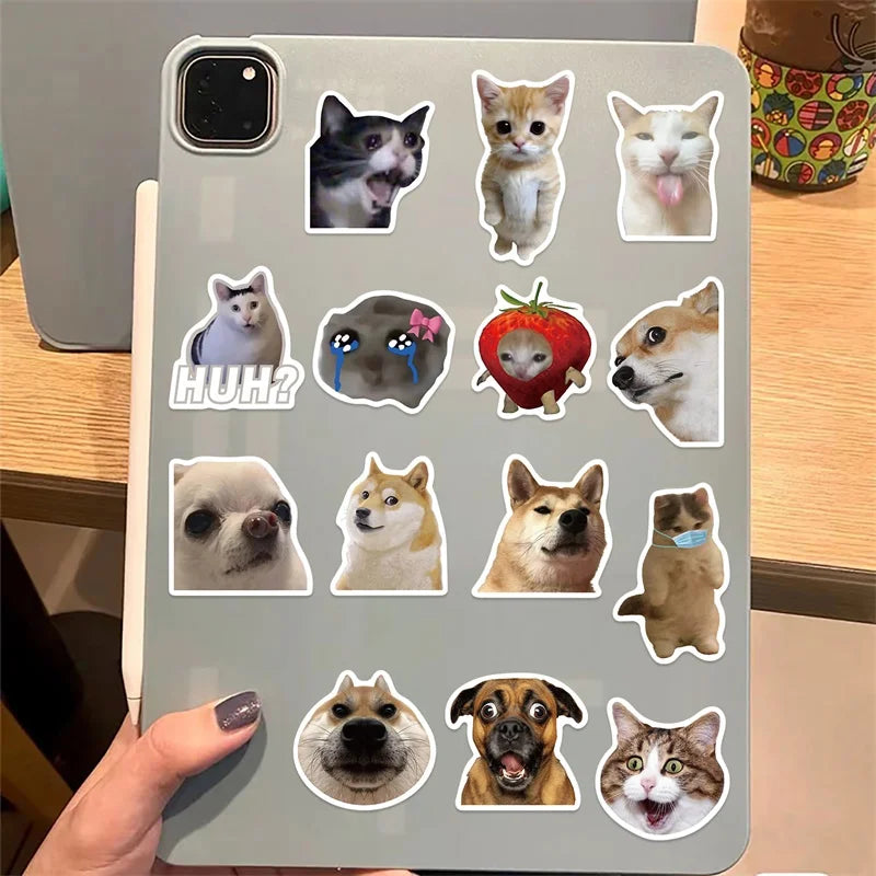 10/30/50PCS Kawaii Funny Cat Dog Sticky PVC Sticker Aesthetic DIY Decoration Scrapbooking Hand Accounting Supplies for Kids (ONLINE ORDER ONLY)