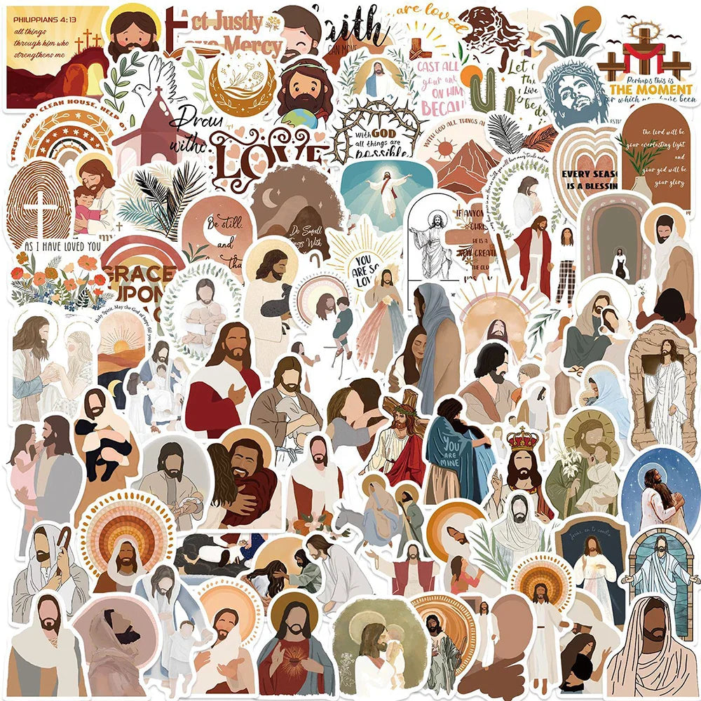Christian Stickers Pack: Jesus Abbe Religion Decals for Notebook, Laptop, Luggage, Car, Wall, DIY Toys (Online Order Only)
