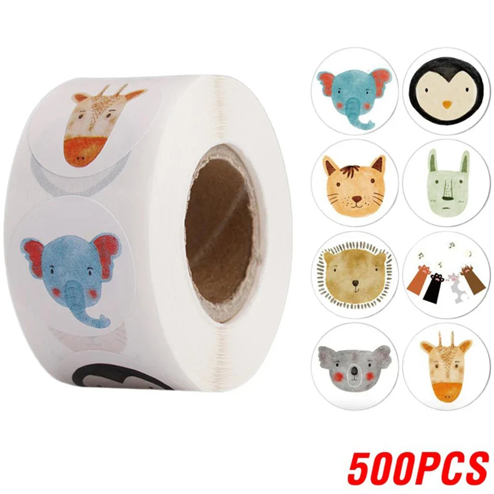 100-500pcs Cartoon Animal Children Sticker Label Thank You Cute Toy Game Sticker DIY Gift Sealing Label Decoration Supplies (Online Order Only)
