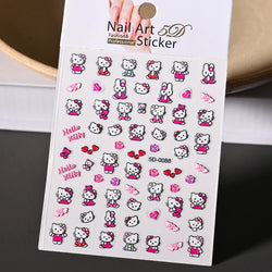 1pc 5D Cartoon Nail Art Stickers Waterproof Matte Finish with Kuromi, Cinnamoroll & Hello Kitty Designs Perfect for DIY Manicure (Online Order Only)