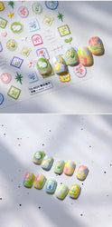 Cat Kitten Rabbit Flower Bouquet Bowknot Vase Bunny Grid Star Blocks Round Warm Sun Decoration Nail Art Stickers Manicure Decals (ONLINE ORDER ONLY)