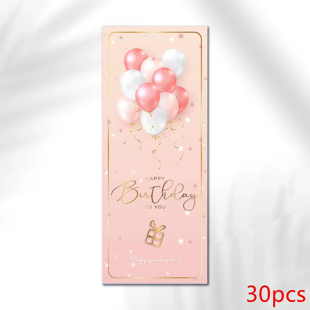 10-30pcs "Happy Birthday To You" Stickers 6*15cm Pink Blue Black Birthday Gift Package Decor Seal Labels Exquisite Stickers (Online Order Only)