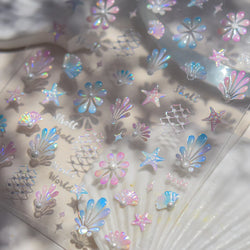 Marine Shell Starfish Ocean Elements Pearl Star Fishing Net Colourful Underwater Organisms 5D Nail Art Stickers Manicure Decals (Online Order Only)