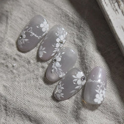 Wet Garden White Flower Leaves Elegant Beautiful Petal Delicate 5D 3D Charming Spring Adhesive Nail Art Stickers Manicure Decals (ONLINE ORDER ONLY)
