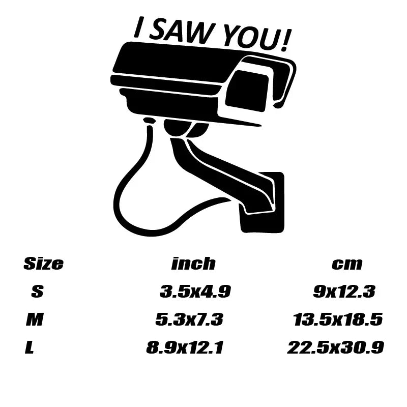 “I SAW YOU!”surveillance camera Stickers，funny stickers for cars trucks motorcycles and laptops！ (ONLINE ORDER ONLY)