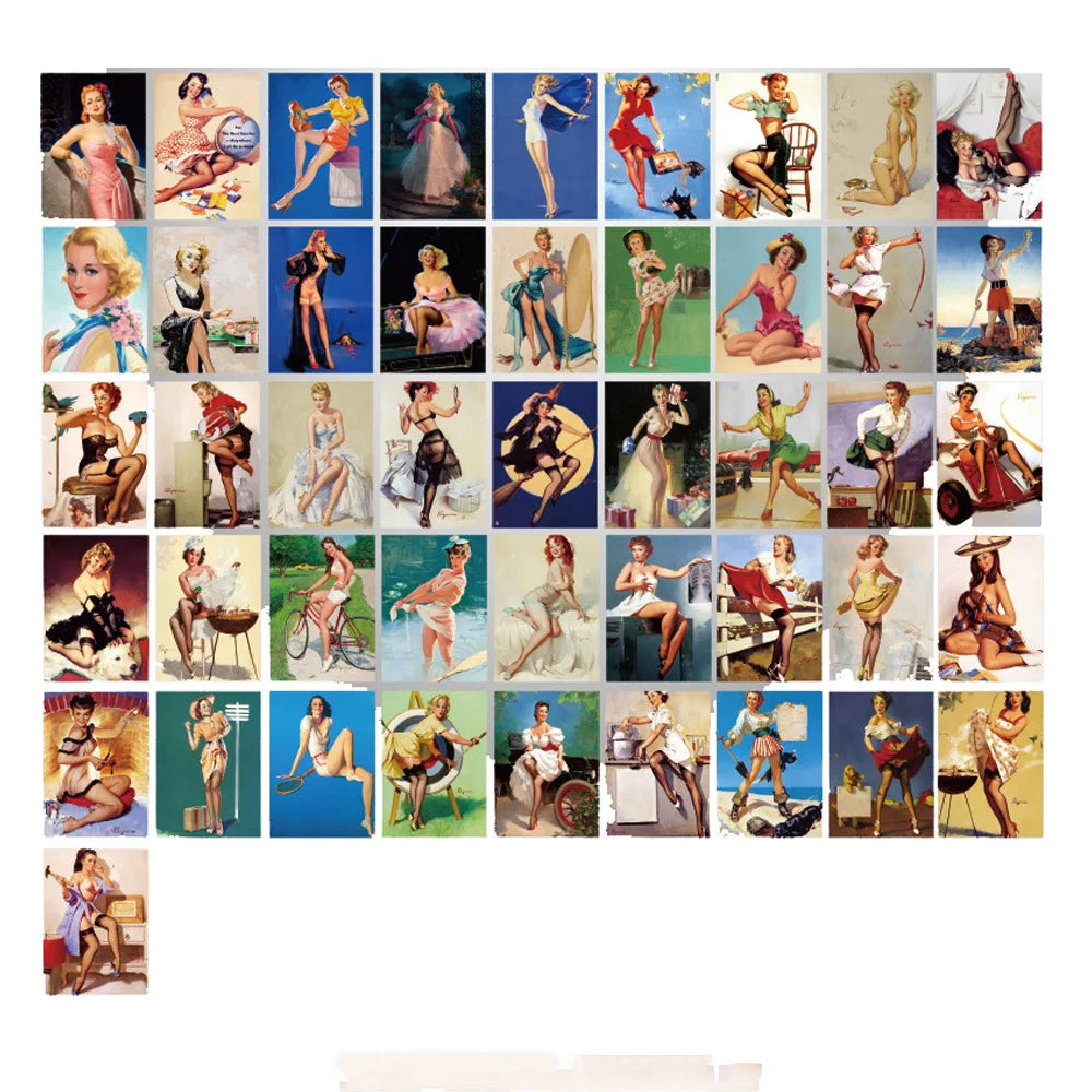 10/30/50/100pcs Retro Girl Pin Up Girls Stickers Skateboard Motorcycle Laptop Luggage Phone Guitar Car Cool Waterproof Sticker (ONLINE ORDER ONLY)