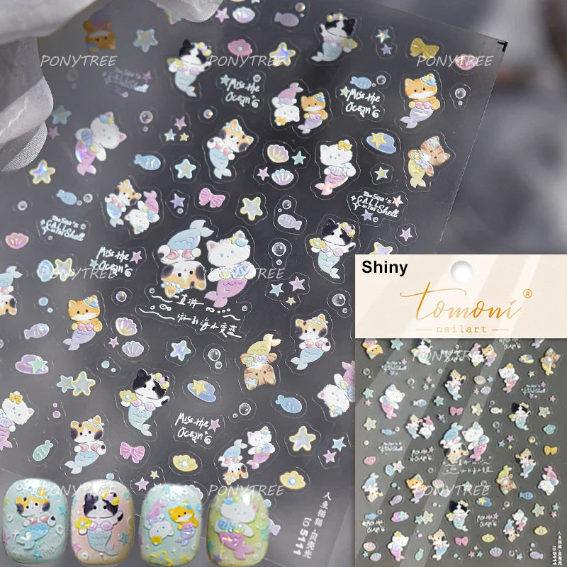 Summer Beach Bikini Watermelon Duck Cat Ice Cream Shell Coconut Tree Cherry Starfish Sunglasses Nail Art Sticker Manicure Decals (ONLINE ORDER ONLY)