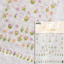 Golden Border Tulip Bloom Flower Bowknot Geometric Frame Metal Workmanship Charming Adhesive Nail Art Sticker Manicure Decals (ONLINE ORDER ONLY)