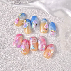 Fantasy Beach Summer Dreamy Colorful Seasnail Shell Pearl Conch Jelly Star 5D Decals Soft Relief 3D Decoration Nail Art Stickers (Online Order Only)