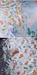Lotus Leaf Brocaded Carp Koi Playing Goldfish Cavort Ripple Droplet Water Bubbles Self Adhesive Nail Art Stickers Manicure Decal (Online Order Only)