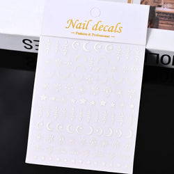 Gold Silver Wing Nail Art Stickers 3D Metal Chain Heart Love Sun Moon Star Gel Polish Adhesive Manicure Slider Decor Accessories (ONLINE ORDER ONLY)