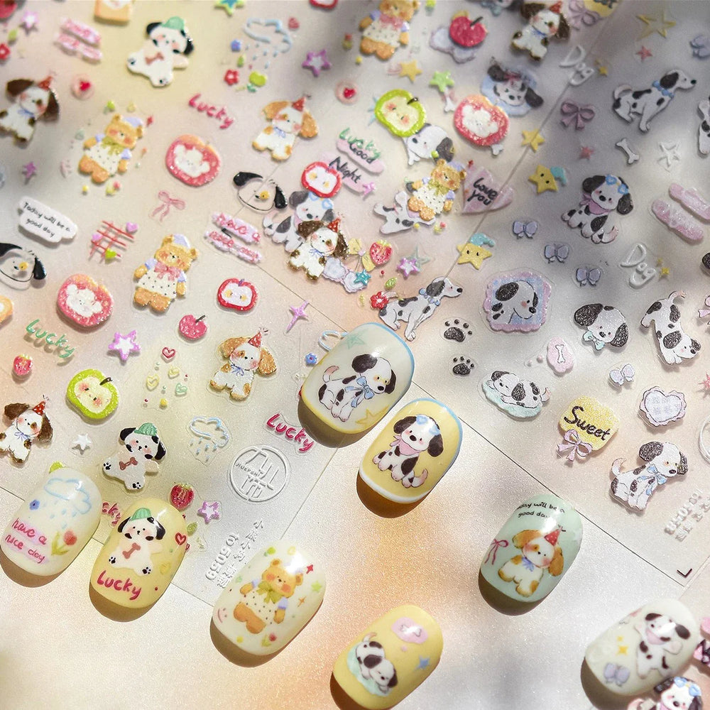 Fruits Apple Strawberry Animals Bear Dog Party Dream Flower Bone Rain Self Adhesive Nail Art Decoration Sticker Manicure Decals (Online Order Only)