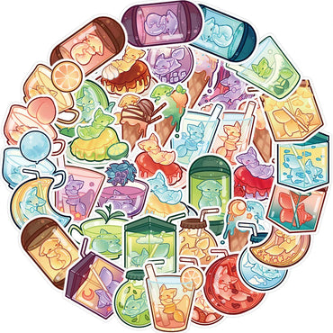 10/20/40pcs Cute Animal Fox Drink Combo Sticker Packs (Online Order Only)