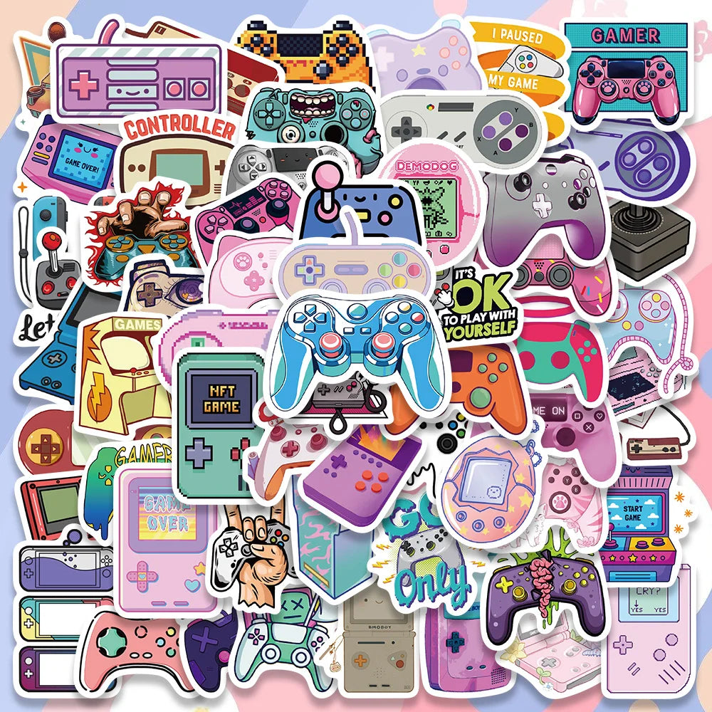 60PCS Pink Gamepad Console Stickers Waterproof for Laptop, Skateboard, Car, Kids Toys (Online Order Only)