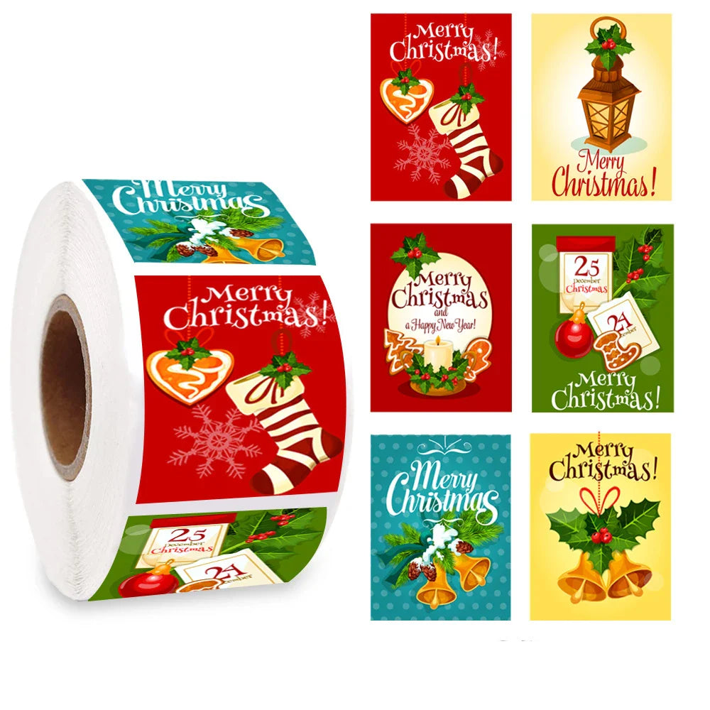50-500pcs Christmas Theme Seal Labels Stickers Merry Christmas Stickers For DIY Gift Baking Package Envelope Stationery Decor (Online Order Only)