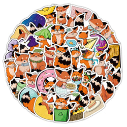 Cute Fox Animal Stickers for Laptop, Suitcase, Water Bottle, Car, Kids Toys - 10/30/60PCS (Online Order Only)