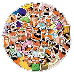 Cute Fox Animal Stickers for Laptop, Suitcase, Water Bottle, Car, Kids Toys - 10/30/60PCS (Online Order Only)