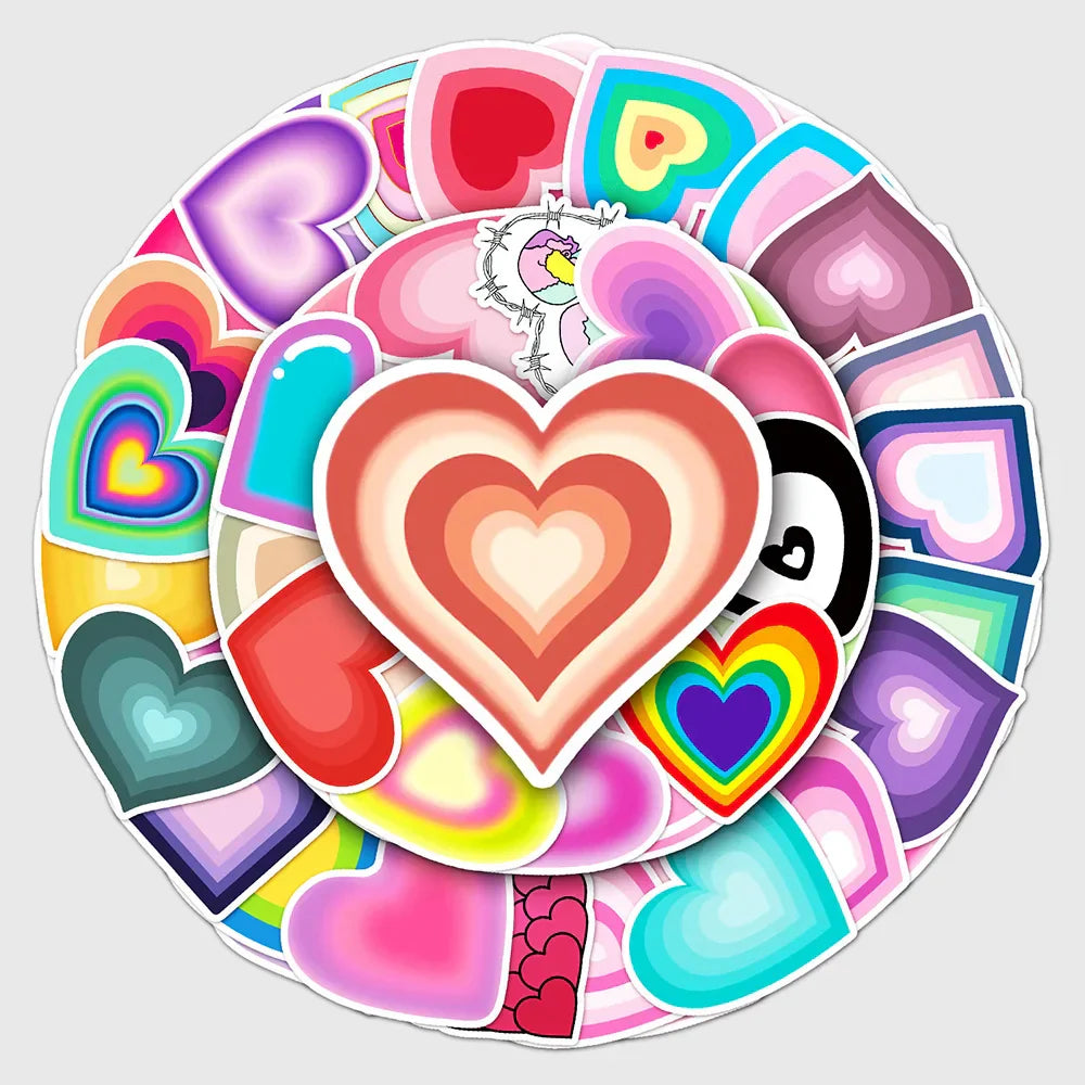 Gradient Heart Stickers for Phone Laptop Luggage Skateboard - 10/30/50PCS (Online Order Only)