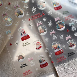 Crystal Ball Santa Claus Snowman Bowknot Red Christmas Tree Bell Socks Self Adhesive Nail Art Stickers Snowflake Manicure Decals (ONLINE ORDER ONLY)