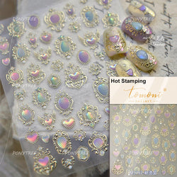 Colorful Geometric Gem Wing Love Heart Bowknot Moon Star Figure Totem Line Retro Self Adhesive Nail Art Stickers Manicure Decals (ONLINE ORDER ONLY)
