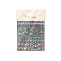 Chic Lavender Tulip Flower Bowknot Totem Center Symmetric Pattern Daisy Line Gird Self Adhesive Nail Art Stickers Manicure Decal (ONLINE ORDER ONLY)