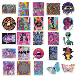 10/30/50PCS Art Psychedelic Graffiti Stickers Aesthetic Cartoon Kid Toys Decals Luggage Helmet Laptop Guitar Waterproof Sticker (ONLINE ORDER ONLY)
