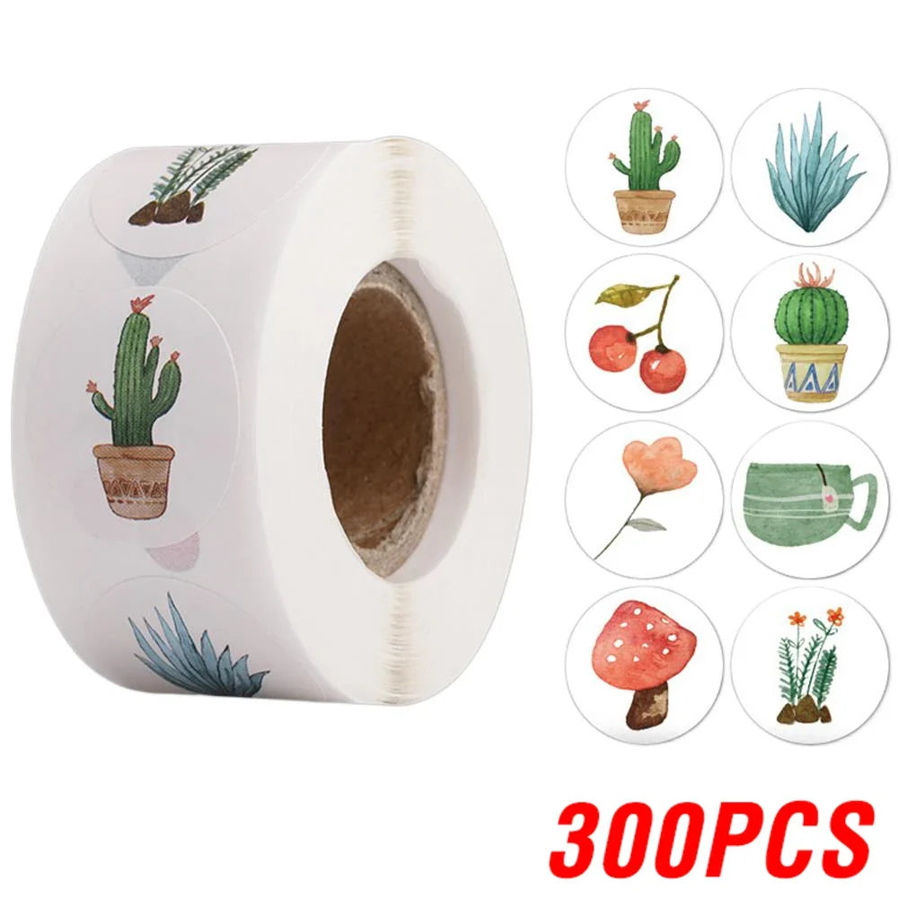 100-500pcs Round Cartoon Sticker 1Inch Thank You Stickers for Gift Cards Envelope Paper Scrapbook Sealing Label (ONLINE ORDER ONLY)
