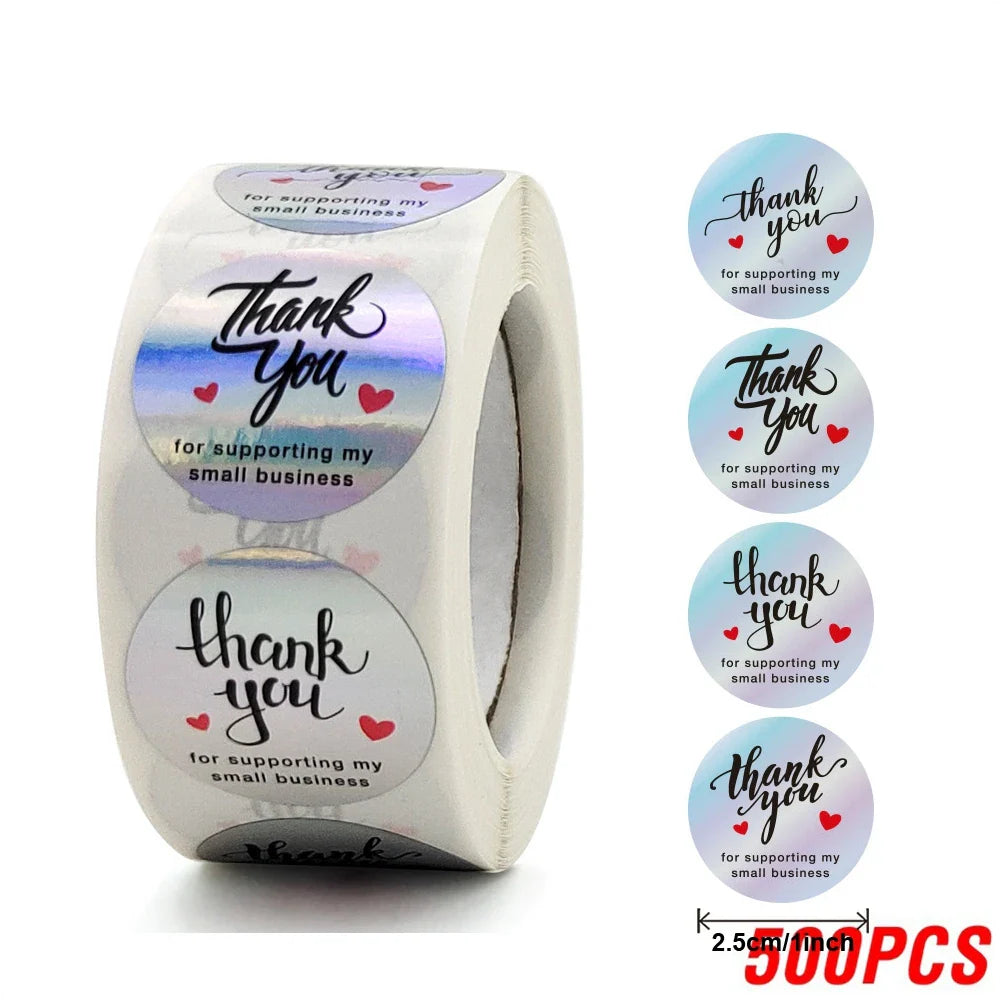 500pcs Rainbow Laser Thank You Stickers 1inch Small Business Stickers  Adhesive Labels for Boutiques Wrapping Supplies (ONLINE ORDER ONLY)