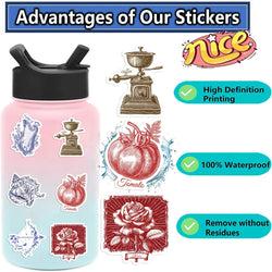 50PCS Cartoon Retro Logo Stickers Creative Helmet Sticker Toy Skateboard Guitar Mobile Phone Refrigerator Decoration Decals (ONLINE ORDER ONLY)