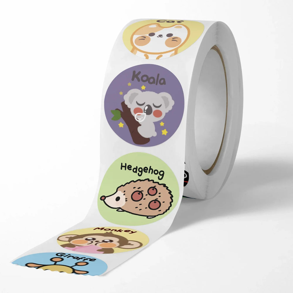 100-500 Pcs 2.5cm Cute Animal  Monkey Cat Stickers Roll for Envelope Praise Reward Student Kid Work Label Stationery Seal Lable (ONLINE ORDER ONLY)