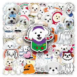 50Pcs Maltese Dog Cartoon Waterproof Vinyl Stickers (Online Order Only)