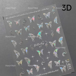 Steam Punk Butterfly Gear Green Star Gold Stamping Self Adhesive Nail Art Decoration Stickers Illusion Polarized Manicure Decals (ONLINE ORDER ONLY)