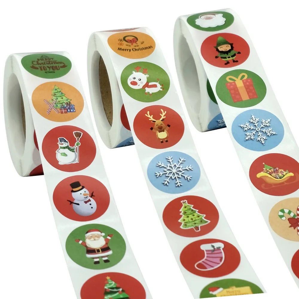 50-500Pcs Cartoon Merry Christmas Tree Label kids Stickers for Gift Package Wrapping Festival Party Baking Paper Seal Stickers (ONLINE ORDER ONLY)