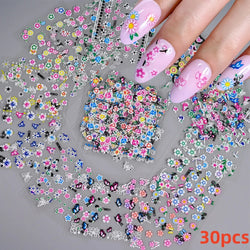 30pcs 3D Daisy Design Nail Art Sticker Set Acrylic Sanding Colorful Floral Decals Self-Adhesive Nail Art Supplies DIY Manicure * (ONLINE ORDER ONLY)