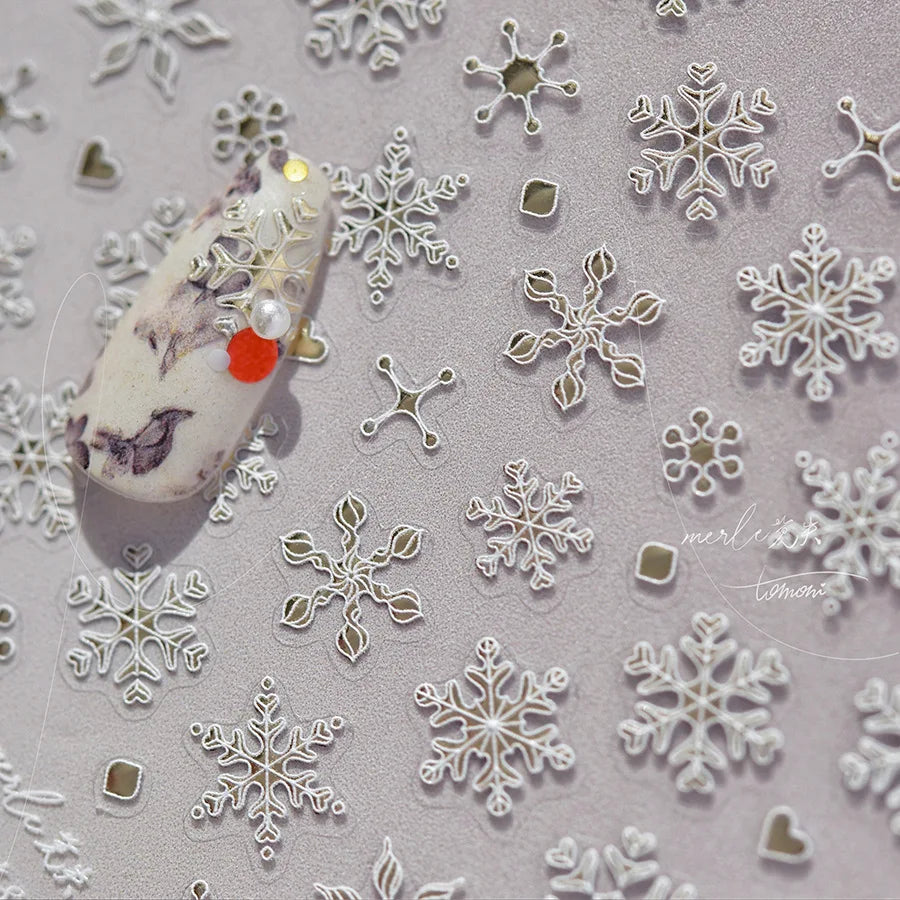 Bronzing Jelly Laser Snowflake Christmas Hot 5D Soft Embossed Relief Self Adhesive Nail Art Decoration Sticker 3D Manicure Decal (ONLINE ORDER ONLY)